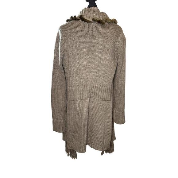 Lapis Women’s Brown Ruffled Sweater Cardigan Faux Fur Long Sleeve Plus Size 1X - Picture 3 of 3